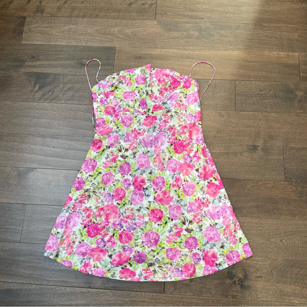 For Love and Lemons Floral Lace-Up Back Dress
